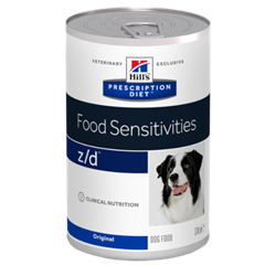 Hill's Prescription Diet Canine z/d. Hundefoder mod allergi. Vådfoder (dyrlæge diætfoder) 1 dåse med 370 g