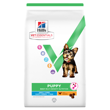 Hill\'s VET ESSENTIALS MULTI-BENEFIT Small & Mini tørfoder til hvalpe med kylling 2 kg.