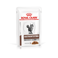Royal Canin Gastrointestinal Moderat Calorie. Kattefoder mod dårlig mave / skånekost. Vådfoder (dyrlæge diætfoder) 12 poser med 85g